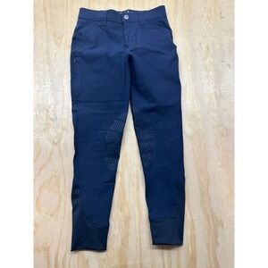 Equitheme Kids Navy Blue Riding Breeches Silicone Knee Patch Equestrian Pants 12